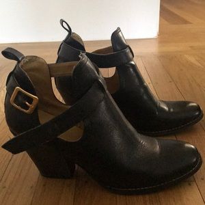 Black cut out booties